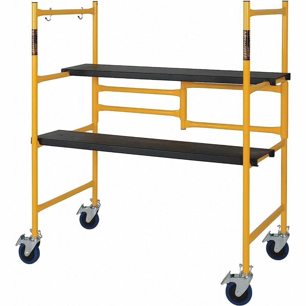 MetalTech 4 Foot High Portable Adjustable Mini Mobile Scaffolding Ladder with Locking Wheels